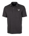 Eastern Washington Eagles Cutter & Buck Advantage Tri-Blend Jersey Mens Big and Tall Pocket Polo Black Heather Mannequin Thumbnail Image