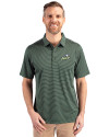 Florida Gulf Coast Eagles Cutter & Buck Forge Pencil Stripe Stretch Mens Polo Hunter Green Front Thumbnail Image