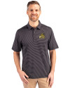 Bryant University Bulldogs Cutter & Buck Forge Pencil Stripe Stretch Mens Polo Black Front Thumbnail Image