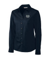 Utah State Aggies Cutter & Buck Epic Easy Care Fine Twill Womens Long Sleeve Dress Shirt Navy Blue Mannequin Thumbnail Image