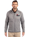 Central Missouri Mules Cutter & Buck Mainsail Sweater-Knit Mens Big and Tall Full Zip Jacket Polished Heather Front Thumbnail Image