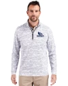 Creighton Bluejays Cutter & Buck Traverse Stretch Eco Camo Print Quarter Zip Mens Pullover Charcoal Front Thumbnail Image