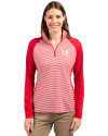 Eastern Washington Eagles Cutter & Buck Forge Tonal Stripe Stretch Half Zip Womens Top Cardinal Red Front Thumbnail Image
