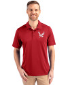 Eastern Washington Eagles Cutter & Buck Prospect Eco Textured Stretch Recycled Mens Short Sleeve Polo Cardinal Red Front Thumbnail Image