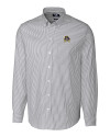 East Carolina Pirates Cutter & Buck Stretch Oxford Stripe Mens Long Sleeve Dress Shirt Charcoal Mannequin Thumbnail Image