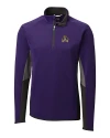 View image 2: East Carolina Pirates Cutter & Buck Traverse Colorblock Stretch Quarter Zip Mens Pullover College Purple Mannequin