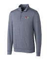 Fresno State Bulldogs Cutter & Buck Shoreline Heathered Quarter Zip Mens Big and Tall Pullover Liberty Navy Heather Mannequin Thumbnail Image