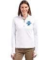 Indiana State Sycamores Cutter & Buck Traverse Stretch Eco Quarter Zip Womens Pullover White Front Thumbnail Image