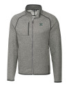 Hawaii Warriors Cutter & Buck Mainsail Sweater-Knit Mens Big and Tall Full Zip Jacket Polished Heather Mannequin Thumbnail Image