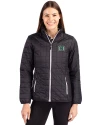 Hawaii Warriors Cutter & Buck Rainier PrimaLoft®  Womens Eco Insulated Full Zip Puffer Jacket Black Front Thumbnail Image