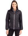 Seton Hall Pirates Cutter & Buck Rainier PrimaLoft®  Womens Eco Insulated Full Zip Puffer Jacket Black Front Thumbnail Image