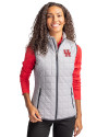 Houston Cougars Cutter & Buck Rainier PrimaLoft® Womens Eco Insulated Full Zip Puffer Vest Polished Medium Gray Front Thumbnail Image