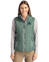 Tulane Green Wave Cutter & Buck Rainier PrimaLoft® Womens Eco Insulated Full Zip Puffer Vest Hunter Melange Front Thumbnail Image