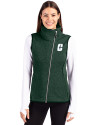 Charlotte 49ers Cutter & Buck Mainsail Sweater Knit Womens Asymmetrical Vest Hunter Heather Front Thumbnail Image