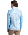 Tulane Green Wave Cutter & Buck Forge Tonal Stripe Stretch Half Zip Womens Top Atlas Light Blue Back Thumbnail Image