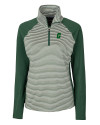 Charlotte 49ers Cutter & Buck Forge Tonal Stripe Stretch Half Zip Womens Top Hunter Green Mannequin Thumbnail Image