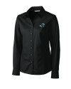 Tulane Green Wave Cutter & Buck Epic Easy Care Fine Twill Womens Long Sleeve Dress Shirt Black Mannequin Thumbnail Image