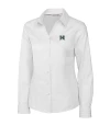 Hawaii Warriors Cutter & Buck Epic Easy Care Fine Twill Womens Long Sleeve Dress Shirt White Mannequin Thumbnail Image