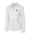 View image 4: Hawaii Warriors Cutter & Buck Epic Easy Care Fine Twill Womens Long Sleeve Dress Shirt White Mannequin
