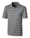 Indiana State Sycamores Cutter & Buck Forge Epic Confidence Recycled Heathered Stripe Stretch Mens Polo Black Mannequin Thumbnail Image