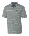 Hawaii Warriors Cutter & Buck Forge Epic Confidence Recycled Heathered Stripe Stretch Mens Polo Hunter Green Mannequin Thumbnail Image