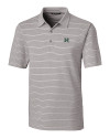 Hawaii Warriors Cutter & Buck Forge Epic Confidence Recycled Heathered Stripe Stretch Mens Polo Polished Medium Gray Mannequin Thumbnail Image