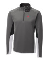 Rutgers Scarlet Knights Cutter & Buck Traverse Colorblock Stretch Quarter Zip Mens Pullover Elemental Grey Mannequin Thumbnail Image
