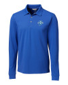 Indiana State Sycamores Cutter & Buck Advantage Eco Tri-Blend Pique Mens Long Sleeve Polo Chelan Blue Mannequin Thumbnail Image