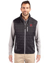 Rutgers Scarlet Knights Cutter & Buck Rainier PrimaLoft® Mens Eco Insulated Full Zip Puffer Vest Black Front Thumbnail Image