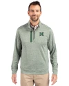Hawaii Warriors Cutter & Buck Stealth Heathered Quarter Zip Mens Pullover Hunter Green Front Thumbnail Image