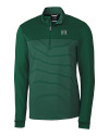 Hawaii Warriors Cutter & Buck Traverse Stretch Eco Stripe Quarter Zip Mens Pullover Hunter Green Mannequin Thumbnail Image