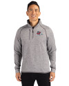 Fresno State Bulldogs Cutter & Buck Mainsail Sweater-Knit Mens Half Zip Pullover Jacket Polished Heather Front Thumbnail Image