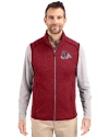 Fresno State Bulldogs Cutter & Buck Mainsail Sweater-Knit Mens Full Zip Vest Cardinal Red Heather Front Thumbnail Image