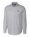 Louisiana Tech Bulldogs Cutter & Buck Stretch Oxford Stripe Mens Long Sleeve Dress Shirt Charcoal Mannequin Thumbnail Image