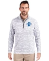 Indiana State Sycamores Cutter & Buck Traverse Stretch Eco Camo Print Quarter Zip Mens Pullover Charcoal Front Thumbnail Image