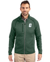 Charlotte 49ers Cutter & Buck Mainsail Sweater-Knit Mens Full Zip Jacket Hunter Heather Front Thumbnail Image