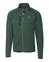 View image 7: Hawaii Warriors Cutter & Buck Mainsail Sweater-Knit Mens Full Zip Jacket Hunter Heather Mannequin