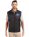 Indiana State Sycamores Cutter & Buck Stealth Hybrid Quilted Mens Windbreaker Vest Black Front Thumbnail Image