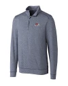 Fresno State Bulldogs Cutter & Buck Shoreline Heathered Quarter Zip Mens Pullover Liberty Navy Heather Mannequin Thumbnail Image