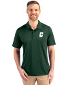 Charlotte 49ers Cutter & Buck Prospect Eco Textured Stretch Recycled Mens Short Sleeve Polo Hunter Green Front Thumbnail Image