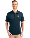 View image 7: Navy Midshipmen Cutter & Buck Prospect Recycled Featherlight Stretch Mens Polo Navy Blue Front