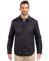 Seton Hall Pirates Cutter & Buck Rainier PrimaLoft® Mens Eco Insulated Quilted Shirt Jacket Black Front Thumbnail Image
