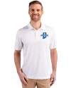 Indiana State Sycamores Cutter & Buck Prospect Eco Textured Stretch Recycled Mens Big & Tall Polo White Front Thumbnail Image