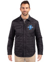 Indiana State Sycamores Cutter & Buck Rainier PrimaLoft® Mens Big and Tall Eco Insulated Quilted Shirt Jacket Black Front Thumbnail Image