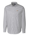 Miami Hurricanes Cutter & Buck Stretch Oxford Stripe Mens Big and Tall Long Sleeve Dress Shirt Charcoal Mannequin Thumbnail Image
