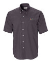 Miami Hurricanes Cutter & Buck Epic Easy Care Nailshead Mens Big and Tall Short Sleeve Dress Shirt Black Mannequin Thumbnail Image