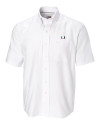 Miami Hurricanes Cutter & Buck Epic Easy Care Nailshead Mens Big and Tall Short Sleeve Dress Shirt White Mannequin Thumbnail Image