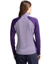 James Madison Dukes Cutter & Buck Forge Tonal Stripe Stretch Half Zip Womens Top College Purple Back Thumbnail Image