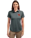Dayton Flyers Cutter & Buck Prospect Eco Textured Stretch Recycled Womens Short Sleeve Polo Elemental Grey Front Thumbnail Image