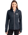 Georgetown Hoyas Cutter & Buck Mainsail Full Zip Hooded Womens Jacket Liberty Navy Heather Front Thumbnail Image